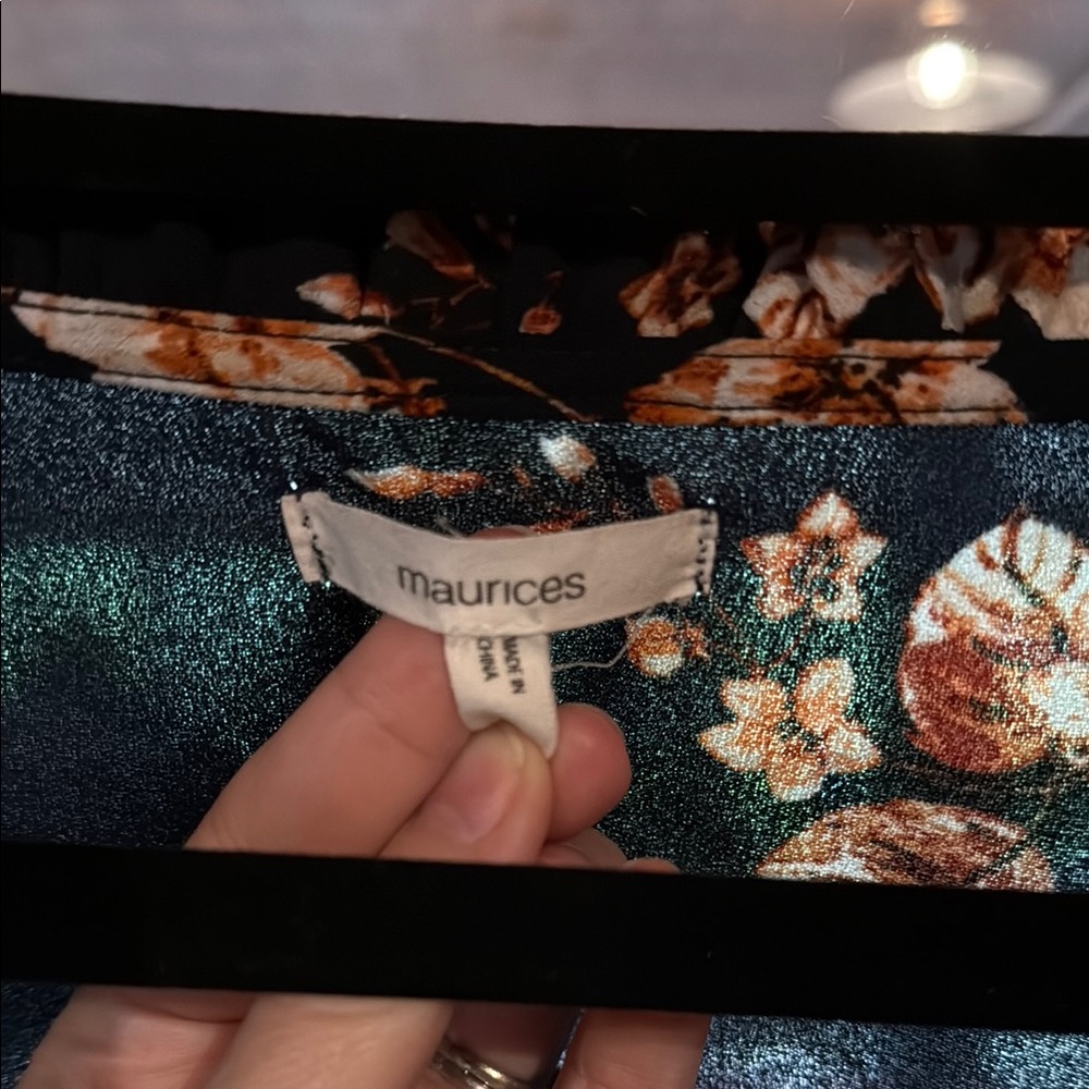 Maurices Black Peplum Tie Front Blouse - Picture 6 of 7